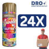 24X - Paint Factory Gold Glitter Spray Paint 200ml